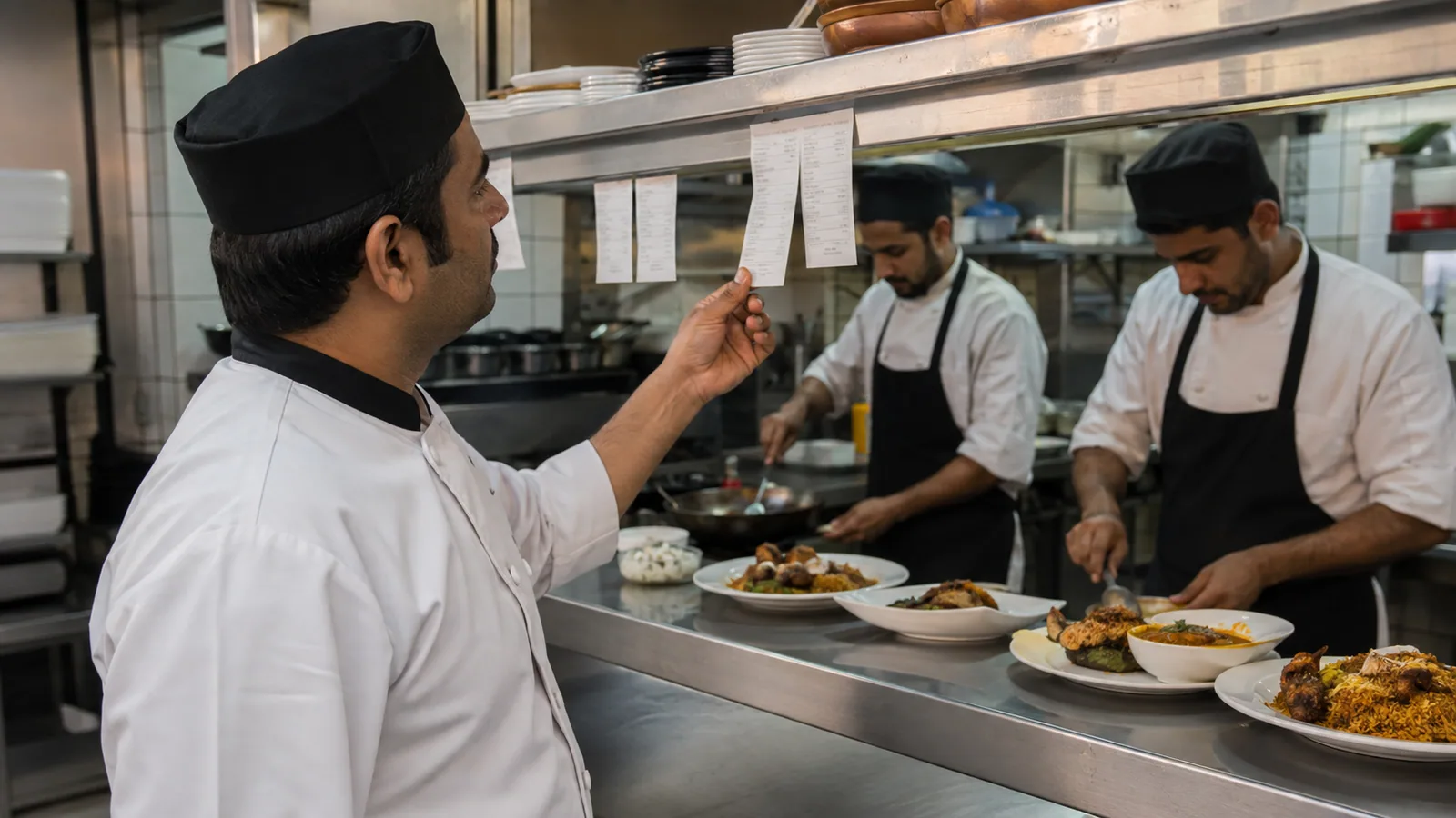 Restaurant kitchen order management workflow